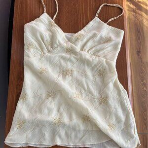 Y2K yellow gold embroidered top